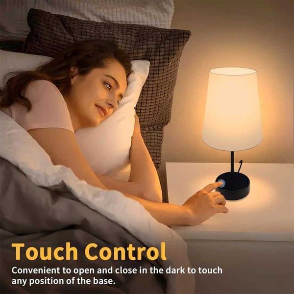 Fabric Lampshade LED Table Lamp Dimmable USB Rechargeable Soft Warm Light Night Light Bedside Desk Light X2506231