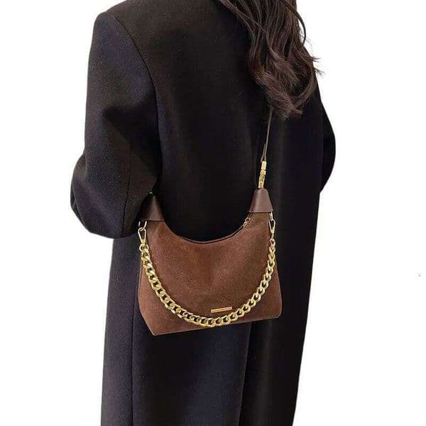 Designer bags French niche suede bag female 2025 new fashion versatile chain handbag casual texture retro crossbody bags
