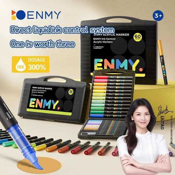 ENMY Acrylic Paint Markers Pen Soft Head Direct Liquid Graffiti Painting QuickDry Pigments Art Supplies for Felt 250617