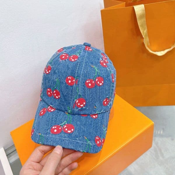 Cowboy Cherry Hat Foldable Hatwide Brim Hats Designer Women Visitor Travel Jeans Bucket Hat Denim Fitted Flanging Bonnet Fisherman Sunhat Cap Sunscreen Farm Hat 02