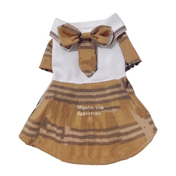 Designer Plaid Pattern Dog Clothes Brand Dog Apparel Luxury Puppy Dress with Bowknot Summer Dog Princess Dress Dog Skirt Holiday Pet Dresses for Small Dogs S Y84