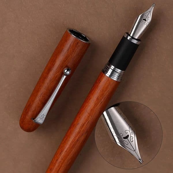 Natural Wood Fountain Pen HandPolished 07mm 1mm Long Knife Nibs Calligraphy Practice Office Writing stationery 250624