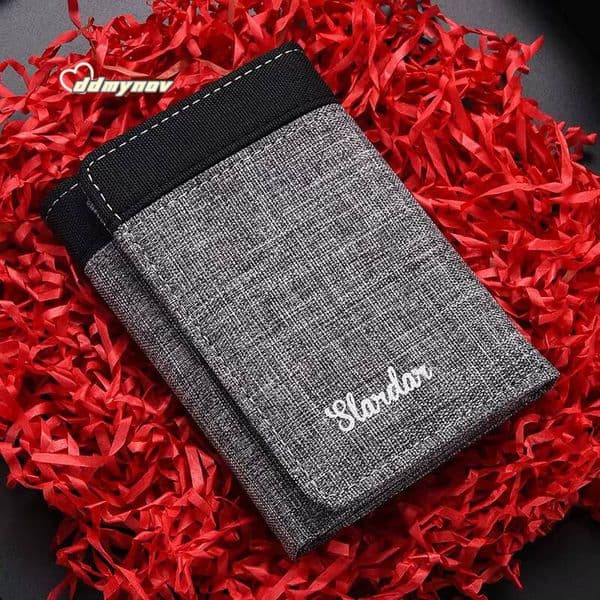 Canvas Short Trifold Men's Boys Wallets Purse with Zipper Coin Pocket Fashion Students Leisure Money Folder Card Holder ddmynov