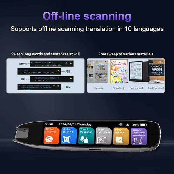 3.7'' Touchscreen Intelligent Scanning Pen 5 Million Pixel Camera Translator 142 Language Translation Scan Reader