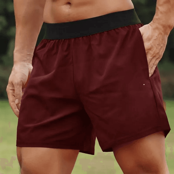 Men Yoga Sports Shorts Outdoor Fitness Quick Dry Shorts Solid Color Casual Running Quarter Pant