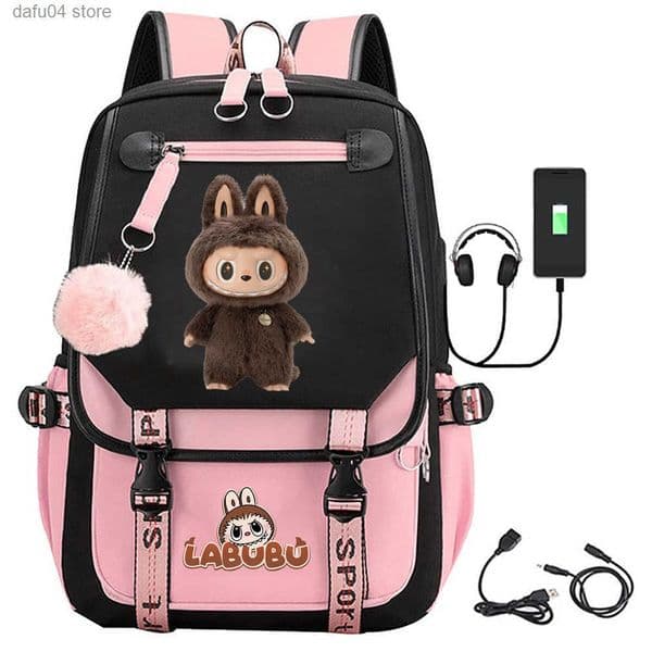 Cartoon Labubu Printed Backpack Travel Bag Laptop Bag Student Unisex Casual Double Shoulder School Bag L2506251X1G