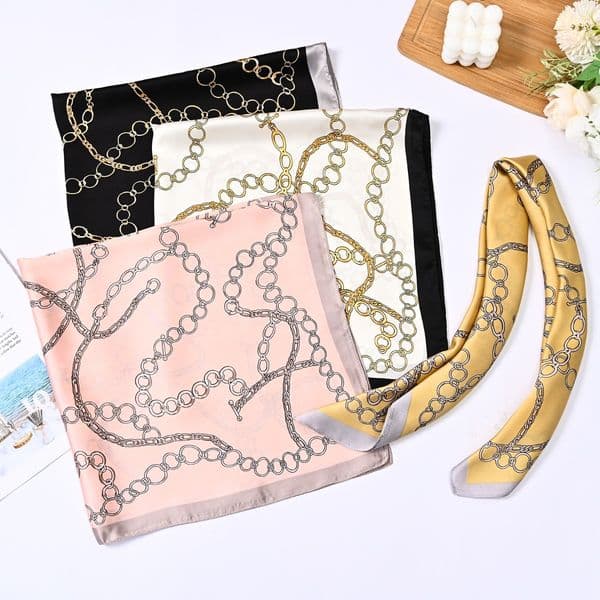 Women Designer Scarf Fashion Wrap Head Scarfs Square Twilly Scarves Shawl Pleated Birthday Gift Easy To Match Soft Touch Size 70X70CM