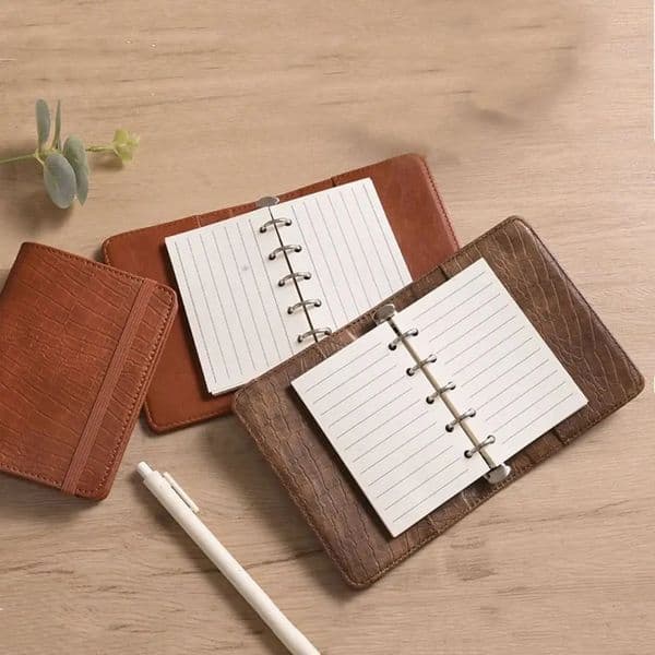 Creative A8 Leather Binder Notebook Blank Line 5 Holes Loose leaf Notebook 80Sheets Portable Mini Diary Planner School 250618BJ