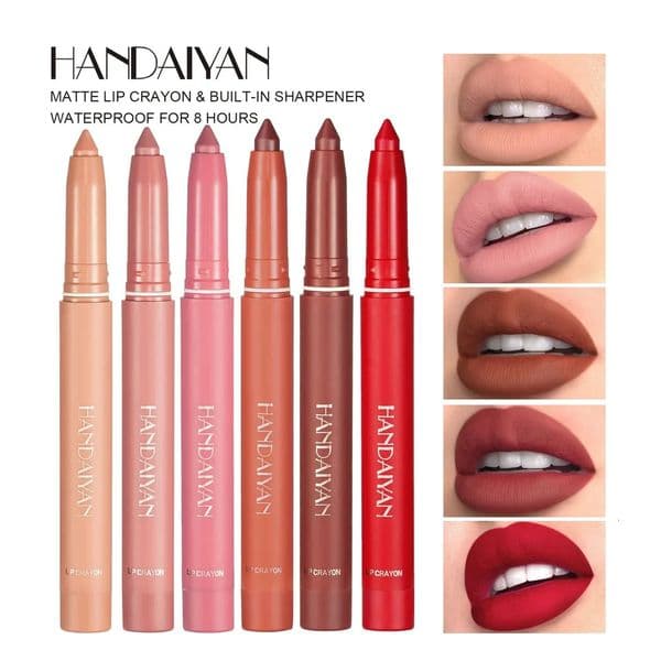Nude Velvet Matte Lip Liner Waterproof Long-Lasting Non-Stick Cup Womens Cosmetic Lipstick with Built-In Pencil Sharpener 250625