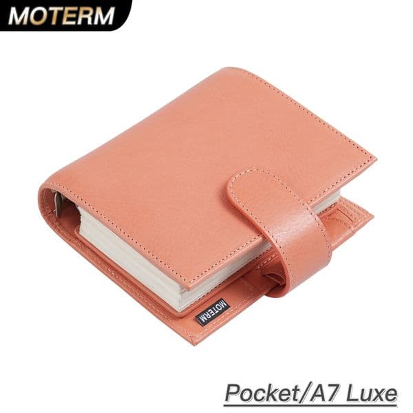 Moterm Full Grain Veg Tan Leather Pocket Luxe 2.0 Rings Planner A7 Notebook with 30MM Rings Agenda Organizer Diary Journal 250618BJ