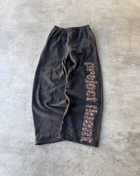 Classic Loose Waist Single-sided Art Letter Printed Straight-mounted Sweatpants Men Simple Primary Colors Breathable Casual Pants 26L0506