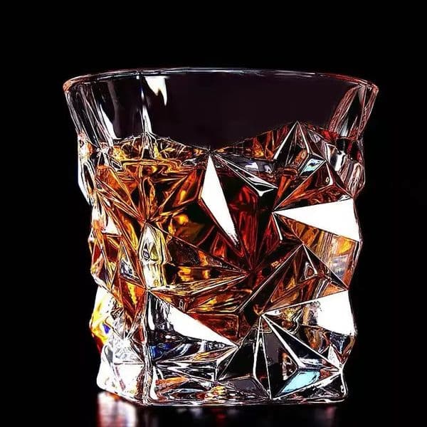 280ml/290ml Crystal Glass Creative Rotating Whiskey Ice Patterned Cocktail Glass Cup 250625