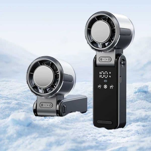 4000mAh Semiconductor Refrigeration Mini Handheld Fan Turbine High-speed Violent Electric Fan Folding Neck Ice Pack Small Fan M250626
