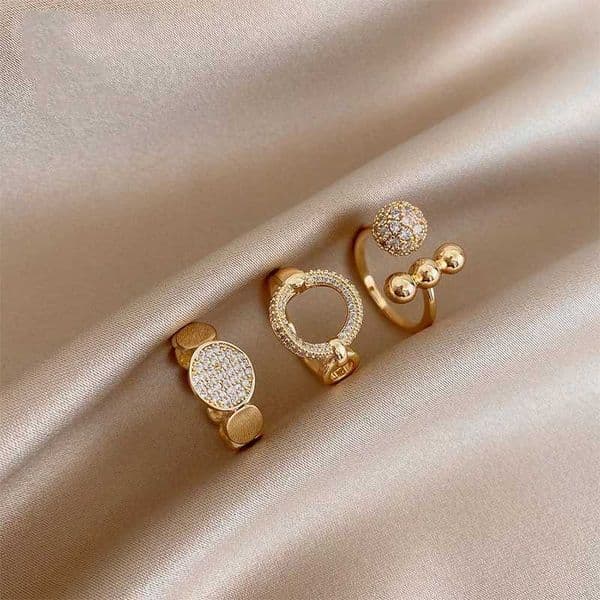 Irregular Hollow Opening Rings For Women Stainless Steel Gold Color Geometric Ring Fashion Simple Party Christmas Jewelry GiftsXJ250625