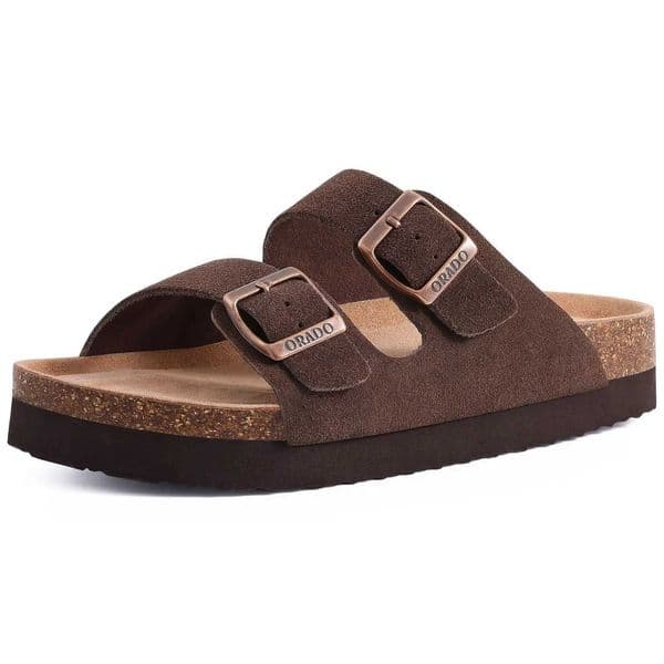Litfun Classic Leather Slippers Wen Fion Suede Flats Sandals Thick Footbed Cork Slides Unisex Outdoor Beach Y250626