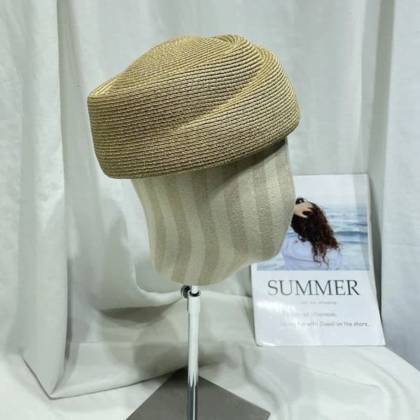Women Straw Cap Summer French Beret Hat Woven Sun Hat Church Derby Party Fedoras Hostesses Pillbox Hat Millinery Fascinator Base 250625
