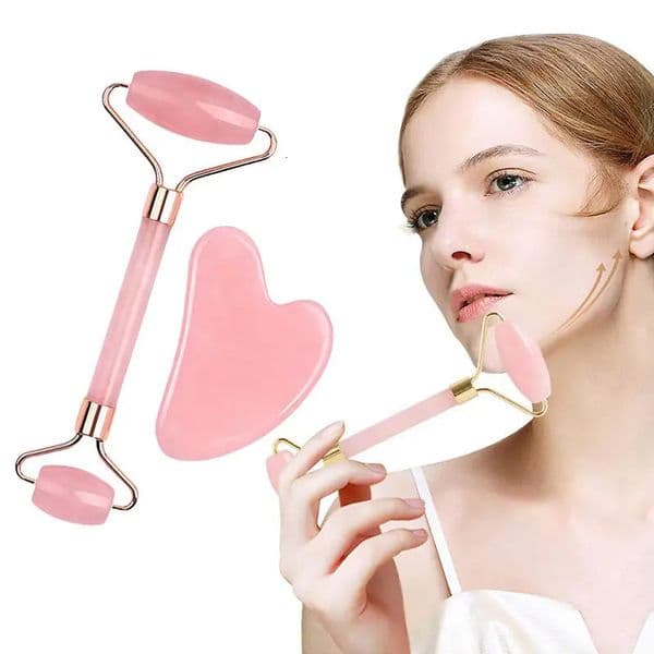 2pcs Doubleend Gua Sha Massage Rollear Neck Face Board Facial Skin Lifting Scraper AntiWrinkle Beeswax Stone Scraping Massager 250619