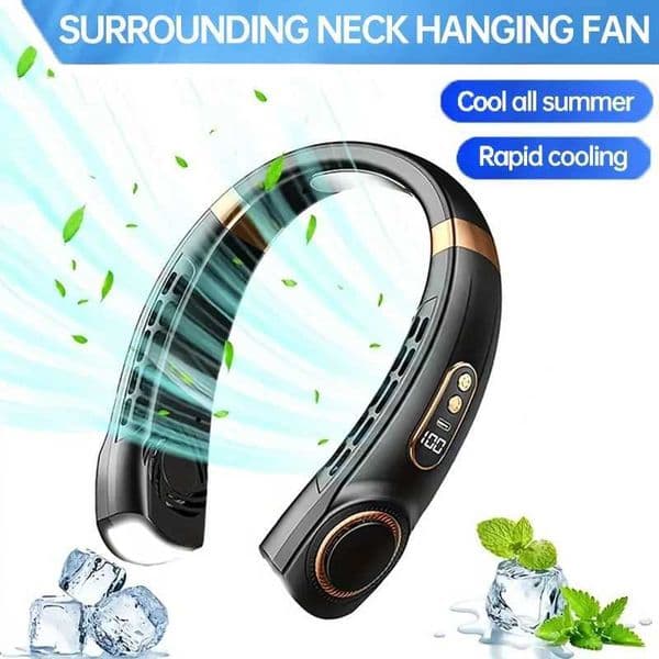Silent Neck Hanging Fan Type-C Portable Bladeless Mini Rechargeable LED Digital Display Electric Air Cooler Summer Sports Fan M250626