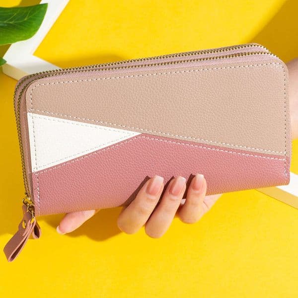 New Women's Wallet Long Zipper Clutch Simple Patchwork Color Block Large Capacity Double Layer Phone Bag wallet designer mens wallet