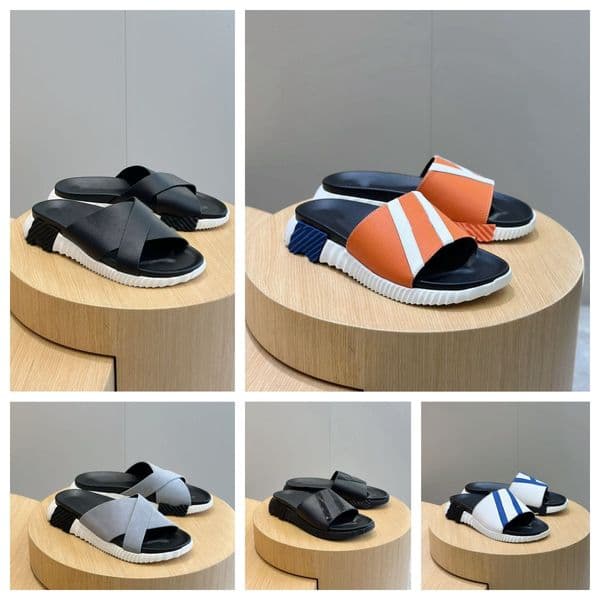 Fashion leisure slippers summer designer men's sandals cowhide men's out slippers beach slippers simple comfortable sandals 38-46