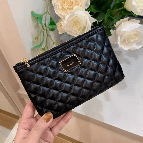 C Classic diamond-shaped checkered golden metal zipper cover coin purse handle storage bag