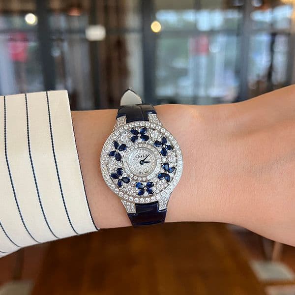 ADITA Classic Butterfly 32 Size Watch Swiss Quartz Movement with Diamond and Sapphire Dial, Crocodile Leather Strap premium gifts 001