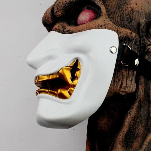 Shuo Mei Xiao Prajna Mask Half Face Cosplay Halloween Horror Japanese Ghost Head Can Wear Glasses Hat 250625