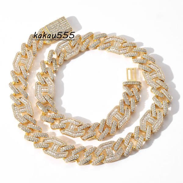 Custom Gold Plated Cuban Link Moissanite Chain Pass Diamond Tester Round Brilliant Cut Cuban Chain for Men Iced Out Hiphop Chain