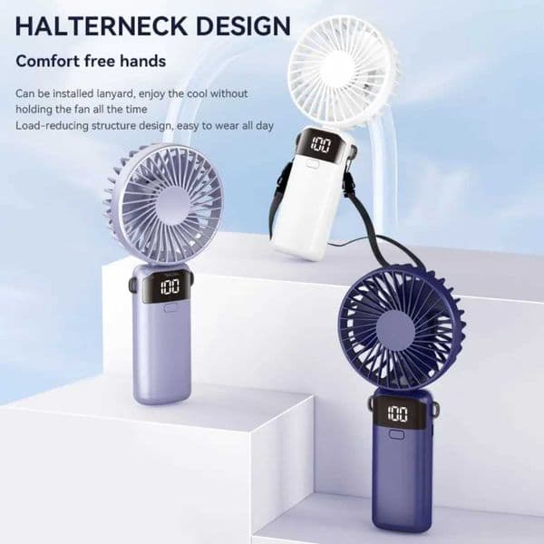 Mini Fan Type-c 1200mAh Rechargeable 90 Foldable Cooling Portable Handheld Electric Fan for Student Dormitory with LED Digital Display T250626