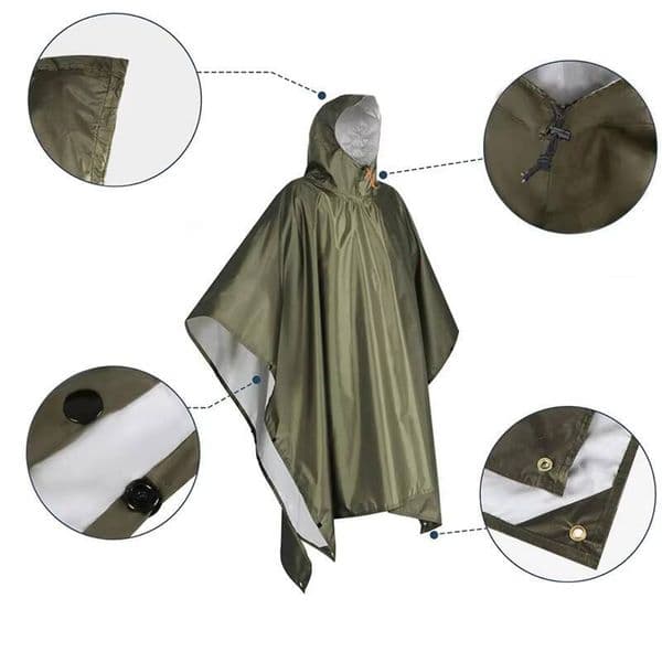 1Pcs Heavy Duty Rain Poncho Backpacking Waterproof Lightweight Adult Emergency Camping Universal Raincoat For Men And Women