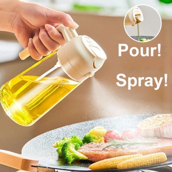 2in1 500ml Plastic Spray Oil Sprayer Bottle Spray Oil Dispenser Jar Cruet BBQ Kitchen Baking Roasting Picnic Kitchen Tool 250627BJ