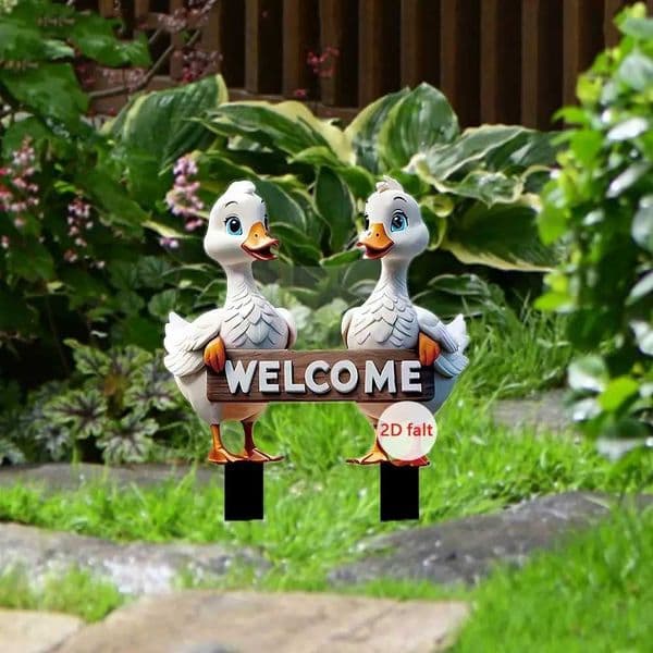 Micro Landscapes Decoration Acrylic Duck Garden Stake Cute 2D Garden Stake Waterproof Cartoon Animal Mini Figurine Lawn X250627