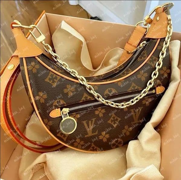 Loop Croissant bag shoulder hobo designer Purse M81098 Cosmetic half-moon baguette underarm Handbag crossbody Metal Chain Collection Women size 23X7X1
