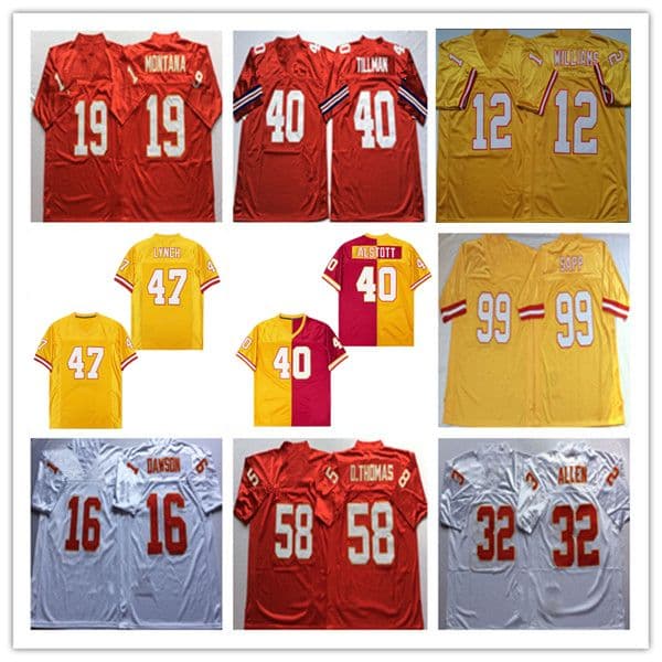 Throwback American Football Jersey Derrick Thomas Pat Tillman Warren Sapp Mike Alstott Hardy Nickerson Lee Roy Selmon Len Dawson John Lynch Selmon Retro Shirt Sewn
