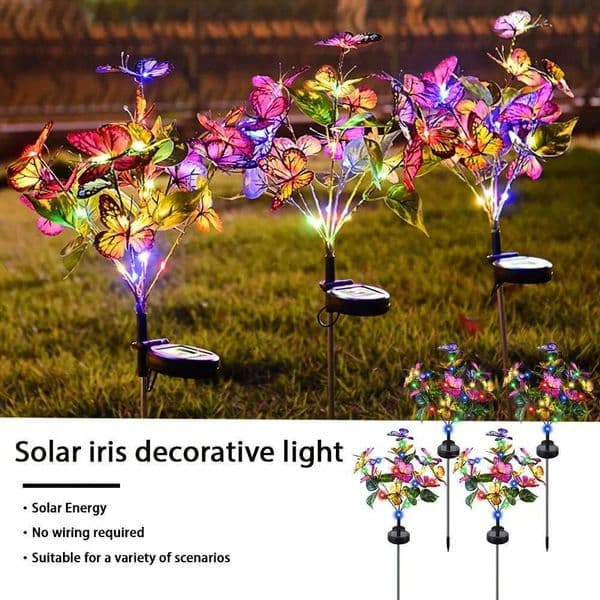 1pc Solar Butterfly Flower Ground Light Outdoor Garden Lights Dual Light Mode for Patio Courtyard Pathway Lawn Roof Decoration X250627