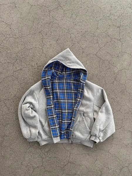 Mauroicardi Spring Oversized Reversible Hoodies Men er Clothing Hoodie with Plaid Lining Sweatshirt Streetwear 250626