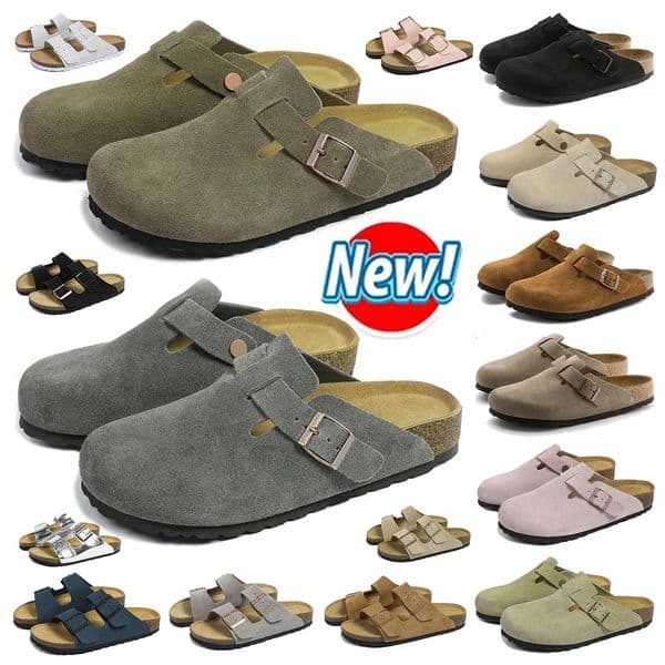 Designers sandals men women slide slippers Soft Footbed Clog uede Leather Buckle black bule Green brown boston birkinstockClog Strap womens Shoes