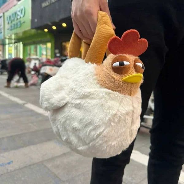 Fur Chicken Plush Bag Ugly Hen Shape Handbag Funny Kawaii Chicken Big Rooster Doll Satchel Purse for Women Kid Gifts Toy Y250626