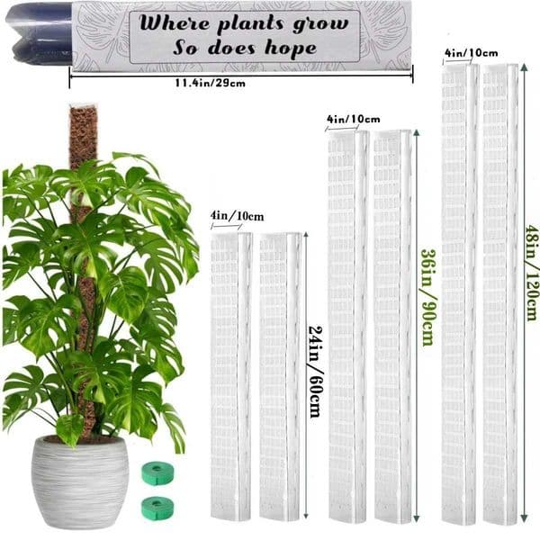 Plastic Moss Pole for Plants Monstera 24in/36in/48 inch Plant Poles for Climbing Plants Indoor Plant Support Garden Growth Stake X250627