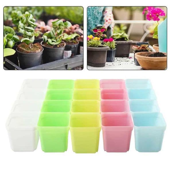 20pcs Mini Basin Square Flower Pot Succulent Plant Trays Color Mixing Home Office Decor DIY Garden Supplies X250627