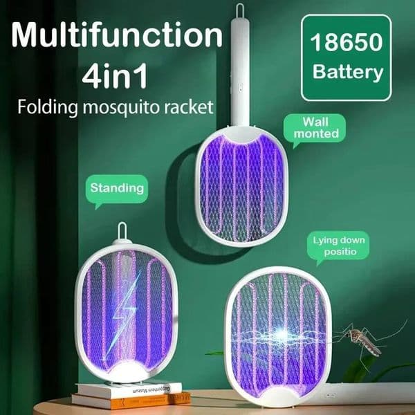 Foldable Electric USB Rechargeable Fly Trap Mosquito Swatter Racket Insect Killer With UV Light Bug Zapper 3500V