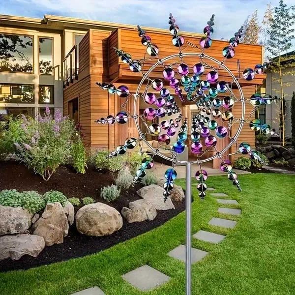 1PC Outdoor Courtyard Magical Dynamic Metal Windmill Rotator Color Creative Terrace Garden Decoration Wind Chime Wind Catcher X250627