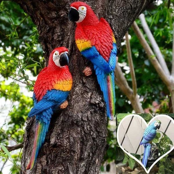 Simulation Resin Parrot Statue Wall Mounted Home Creative Wall Mural Hanging Decoration Sculpture Office Outdoor Garden Ornament X250627