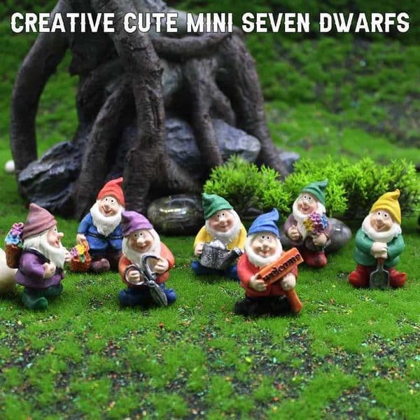 1 Set Cute Mini Resin Seven Dwarfs Statue Bonsai Decoration Props For Desk Outdoor Garden Sculpture Decor Ornament X250627
