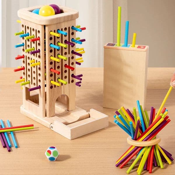 3in1 Wooden Stick and Tower Game Arithmetic Early Education Montessori Toys Thinking Training Parent-child Interactive Toy 250627