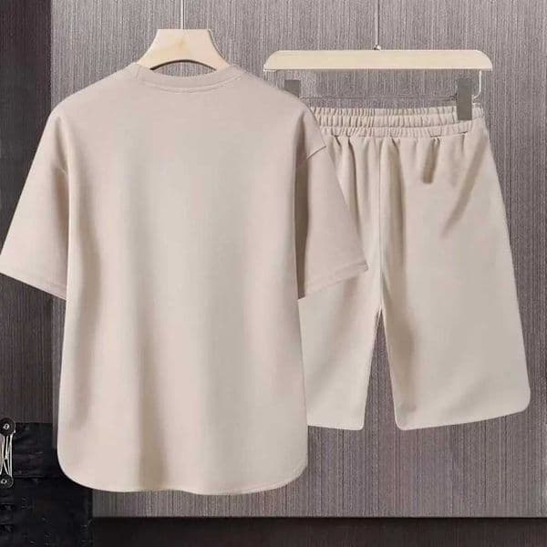 2 Pcs/Set Men T-shirt Shorts Set Round Neck Short Sleeves Drawstring Elastic Waist Ice Silk Men Sport Top Shorts Set SportswearXJ250627
