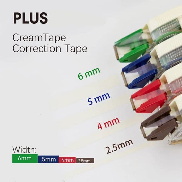1pc PLUS CreamTape Correction Tape 6mm/5mm/4mm/2.5mm Width Mini School Supplies Portable Corrector Student Stationery 250624