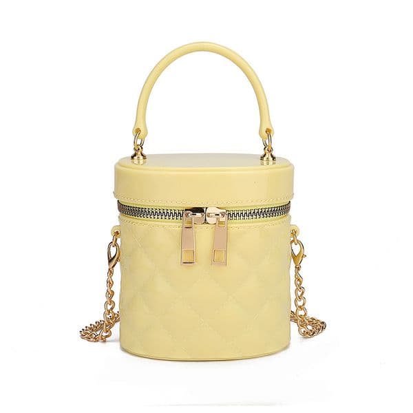 F249M Mini cosmetic bag new style children's cute handbag waterproof diamond lattice small bucket bag chain jelly bag
