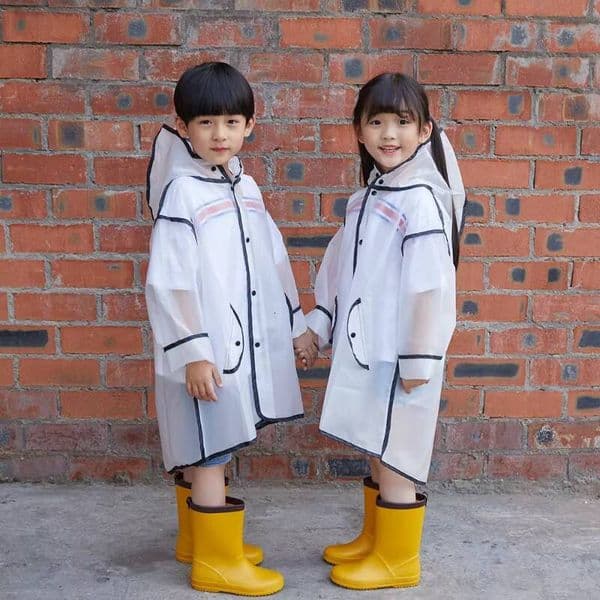 Children's Raincoat One-piece Baby Kids Primary School Students Kindergarten Foreign Trade Transparent Fashion EVA Rain Poncho k1
