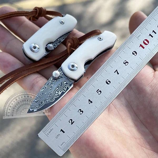 NEW YA-01 Damascus Blade MINI Folding Cow Bone Handle Multi EDC Express Box Knife Outdoor Survival Camping Tool Handicraft high-quality